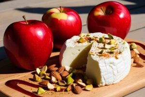 mele rosse, giuncata e frutta secca