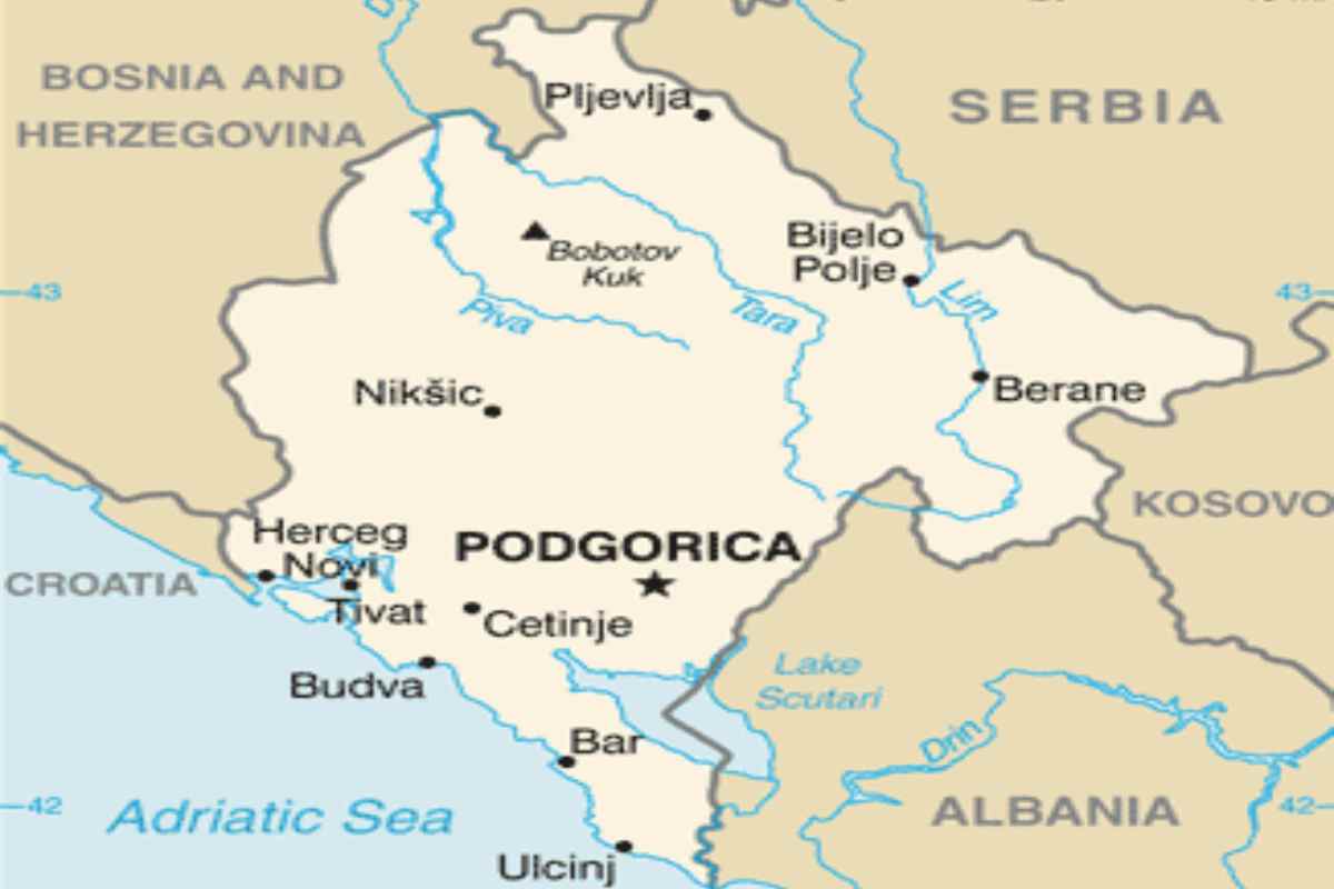 La cartina del Montenegro