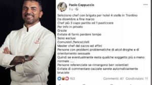 annuncio social chef cappuccio