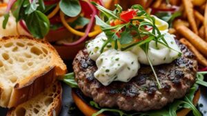 hamburger alla griglia con la burrata