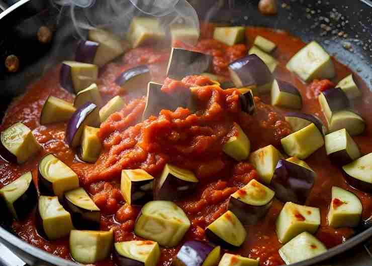 pasta con il sugo di melanzana