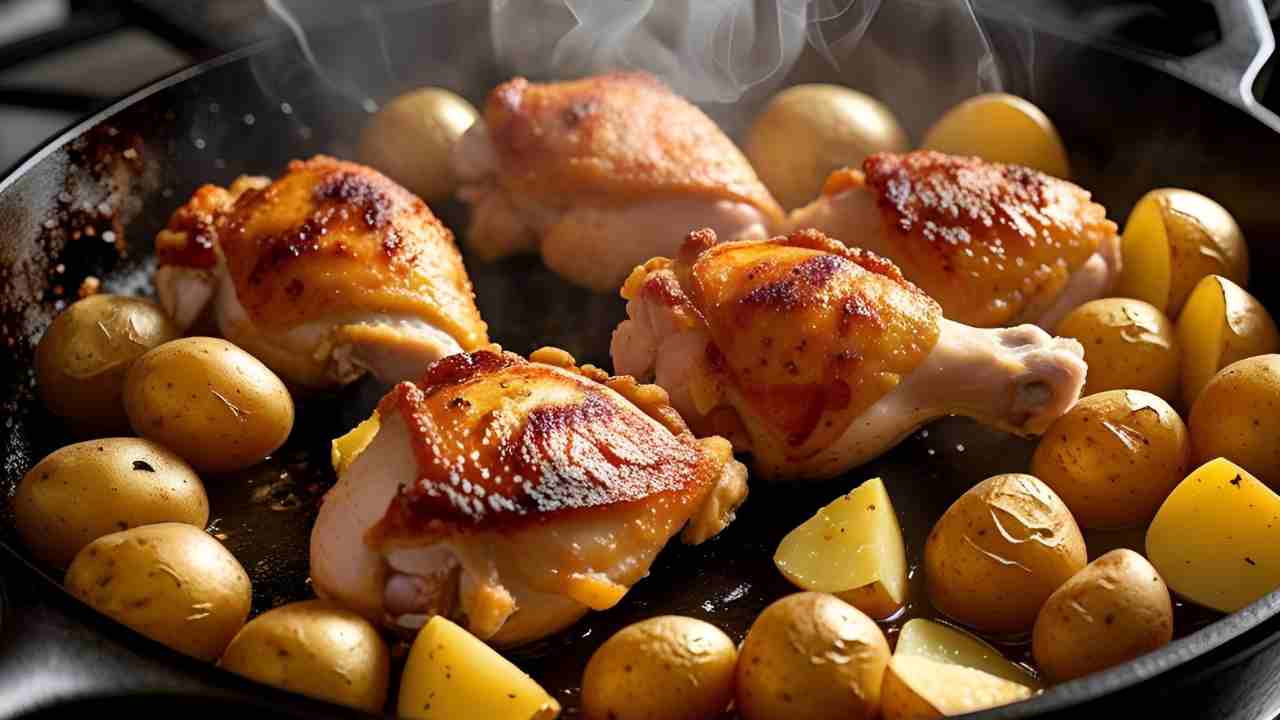 pollo con le patate in padella