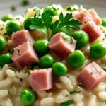 risotto piselli e prosciutto cotto a dadini